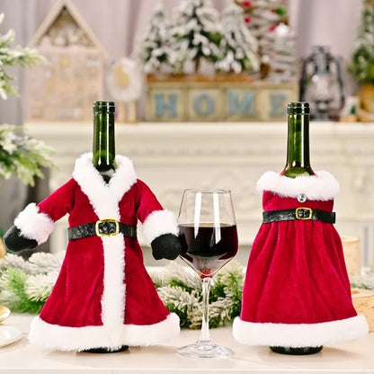Christmas Skirt Wine Bottle Cover Table Decoration