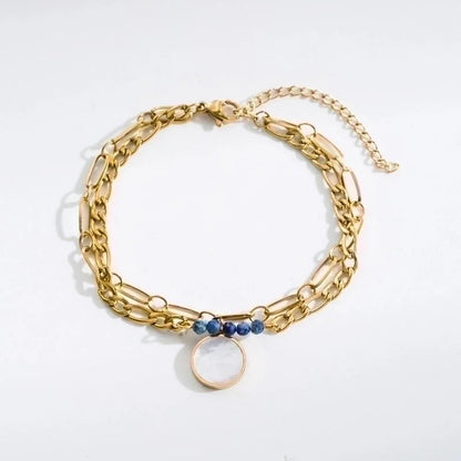 Fashion Eye Stainless Steel Natural Stone Plating 18k Gold Plated Bracelets