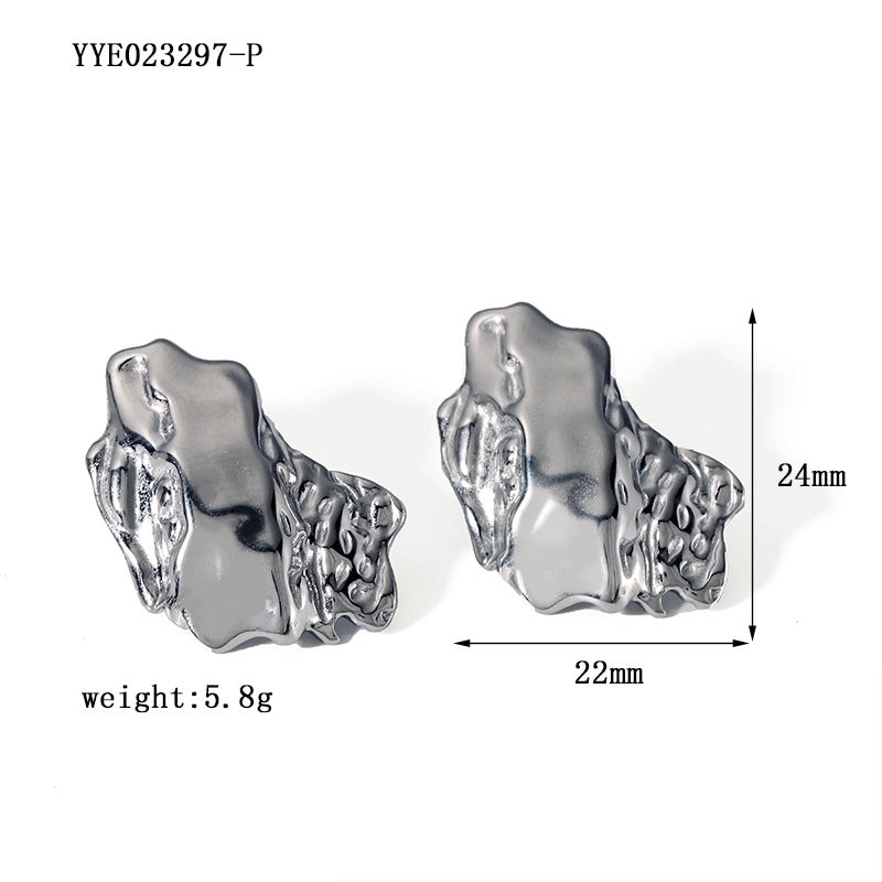 1 Pair Minimalist Irregular Plating Hollow Out Inlay 304 Stainless Steel Pearl 18K Gold Plated Ear Studs