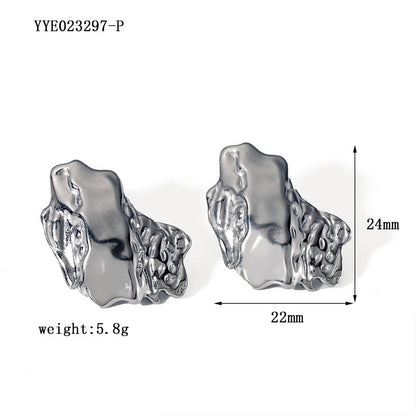 1 Pair Minimalist Irregular Plating Hollow Out Inlay 304 Stainless Steel Pearl 18K Gold Plated Ear Studs