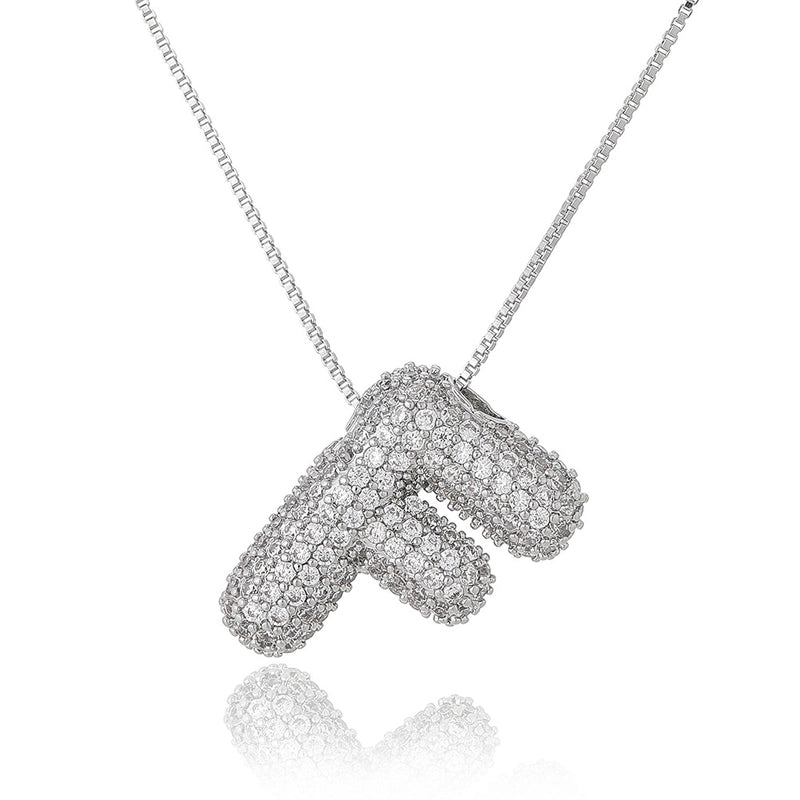 Copper Inlay Letter Zircon Pendant Necklace