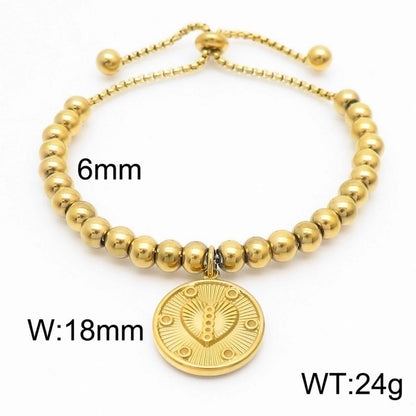 Fashion Heart Titanium Steel 18K Gold Plated Bracelets In Bulk
