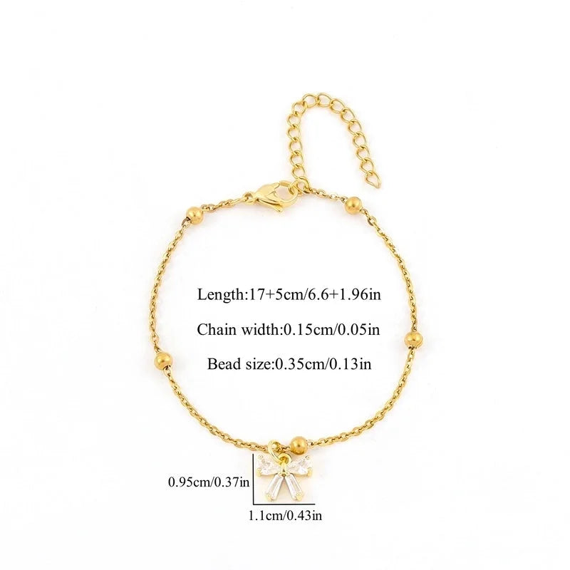 Elegant Minimalist Classic Style Bow Knot 201 Stainless Steel Artificial Crystal Cross Bead Necklace Bracelets In Bulk