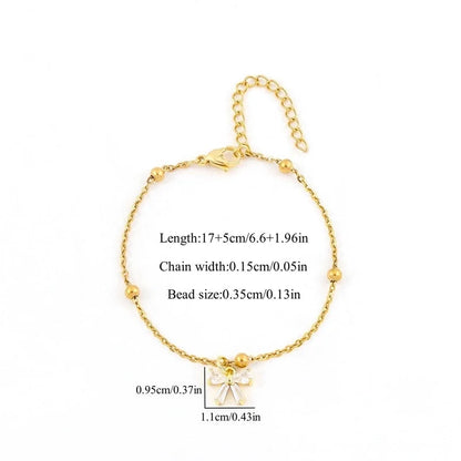 Elegant Minimalist Classic Style Bow Knot 201 Stainless Steel Artificial Crystal Cross Bead Necklace Bracelets In Bulk