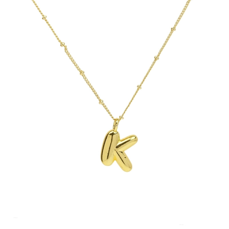 Copper Brass Minimalist Letter Pendant Necklace