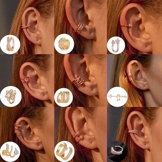1 Piece Minimalist Commute Geometric Inlay Copper Zircon Ear Cuffs