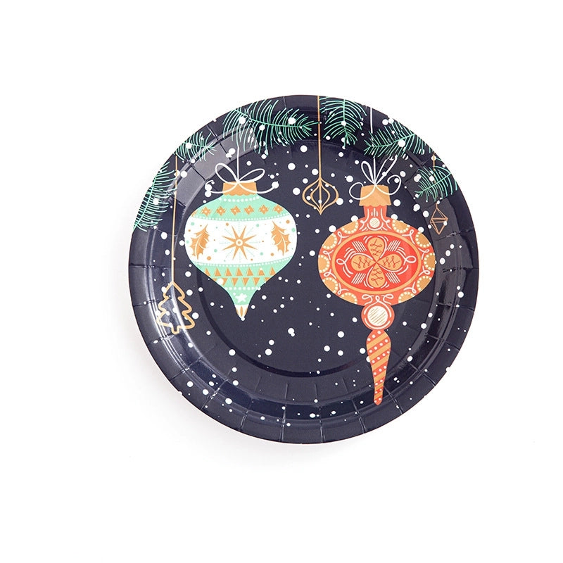 Factory Design Christmas Paper Plate Baking Light Salad Round Paper Plate 7 Inch 9 Inch Christmas Paper Plate