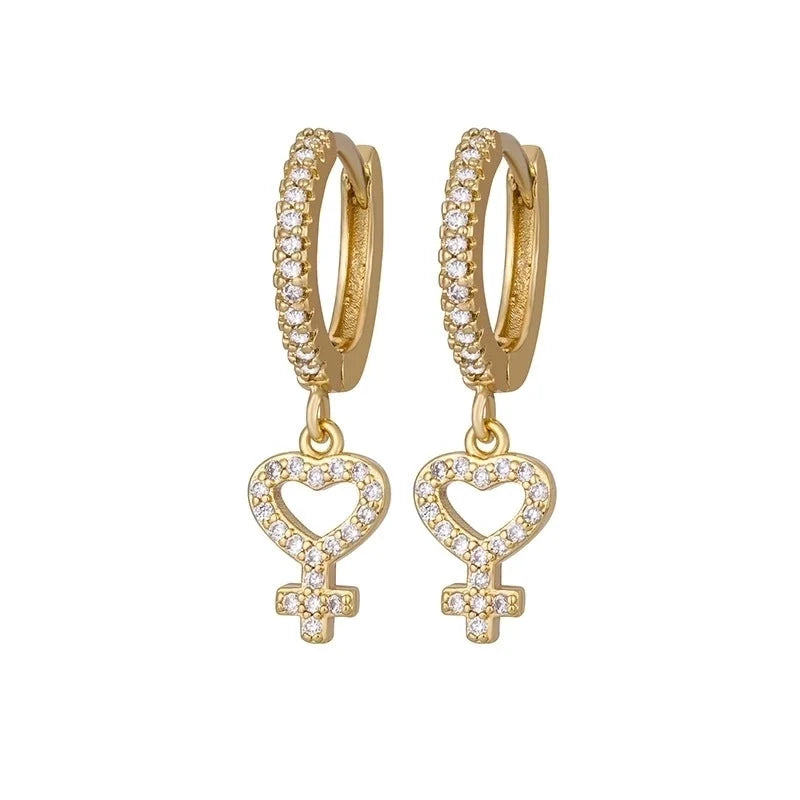 1 Pair Vintage Style Tortoise Cross Butterfly Plating Inlay Copper Rhinestones Drop Earrings