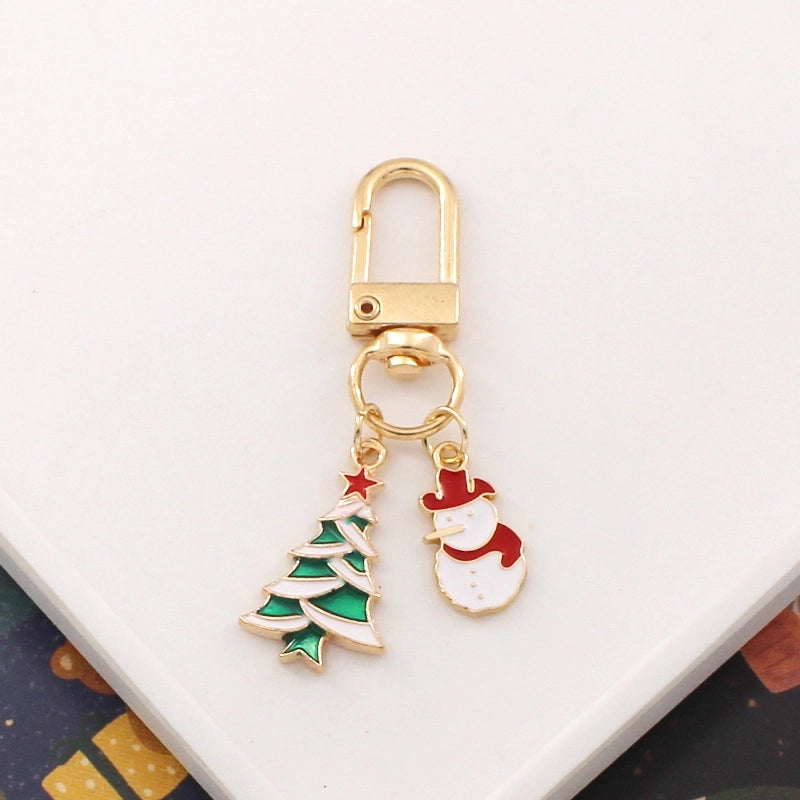 Cartoon Christmas Series Metal Keychain Hanging Christmas Tree Candy Snowman Pendant Small Gifts