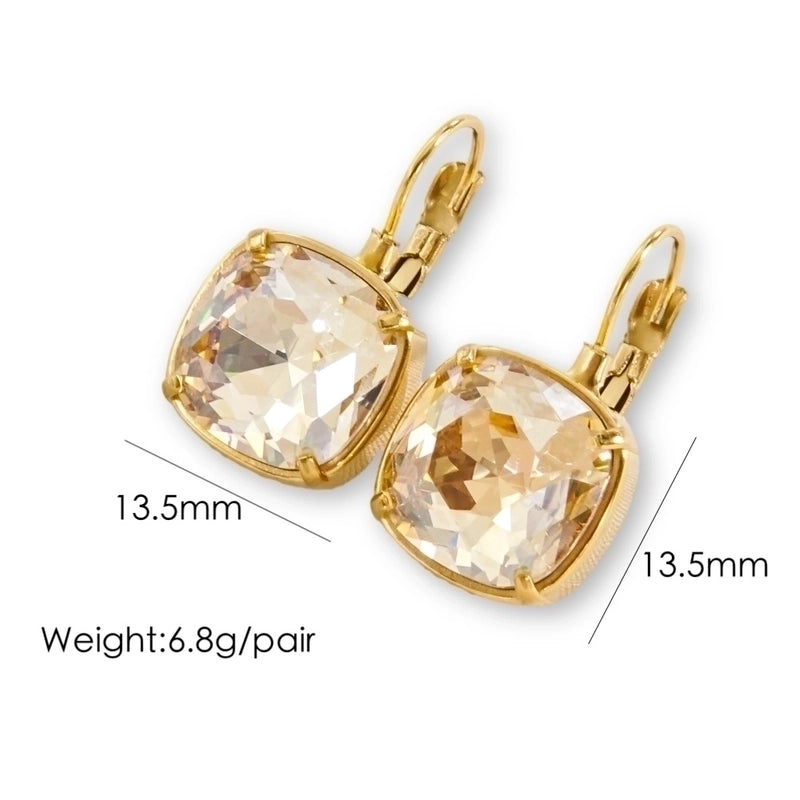 3 Pairs Retro Roman Style Geometric Plating Inlay 304 Stainless Steel Zircon 14K Gold Plated Drop Earrings