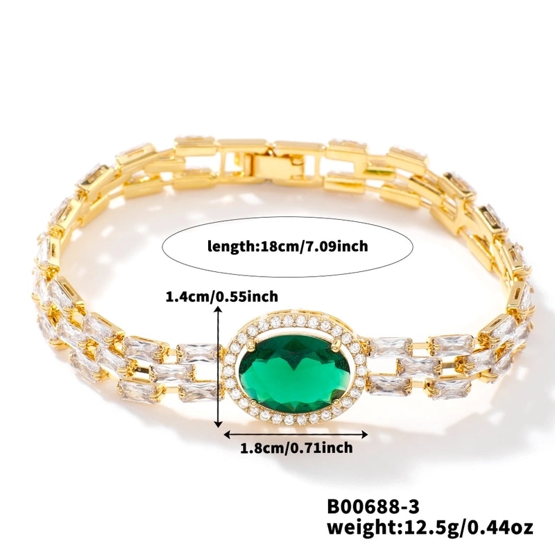 Copper K Gold Plated Inlay Water Droplets Zircon Bracelets