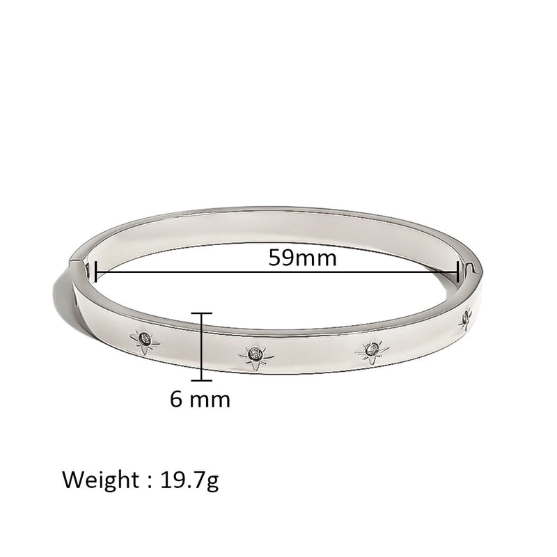Minimalist Shiny Solid Color 316L Stainless Steel 18K Gold Plated Zircon Bangle In Bulk