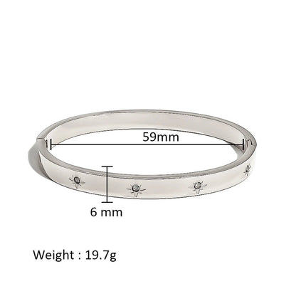 Minimalist Shiny Solid Color 316L Stainless Steel 18K Gold Plated Zircon Bangle In Bulk