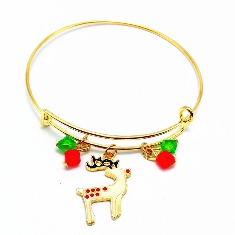 Fashion Santa Claus Snowman Deer Metal Plating Unisex Bangle 1 Piece