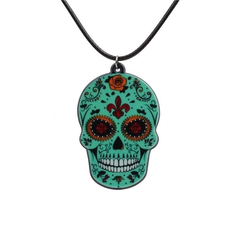 Acrylic Fashion Skeleton Skull Necklace (green) Nhyl0266-green
