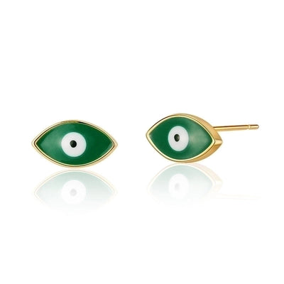 1 Pair Retro Sweet Triangle Devil\'s Eye Heart Shape Enamel Plating Inlay Copper Zircon 18k Gold Plated Ear Studs