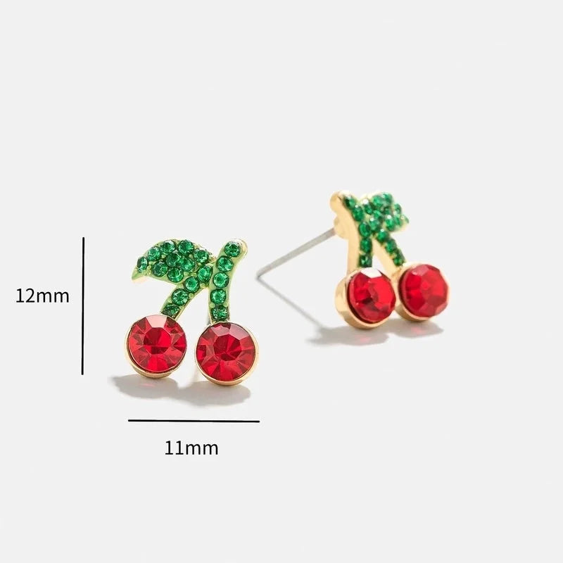 1 Pair Minimalist Classic Style Streetwear Cherry Plating Copper Zircon Gold Plated Ear Studs