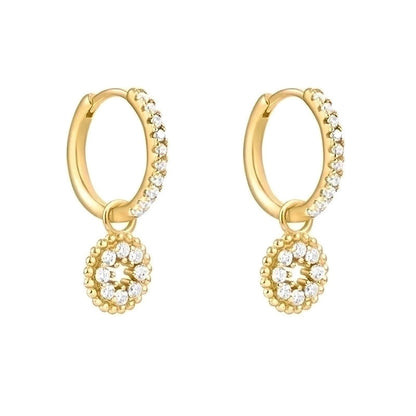 1 Pair Fashion Cross Heart Shape Plating Copper Zircon Dangling Earrings