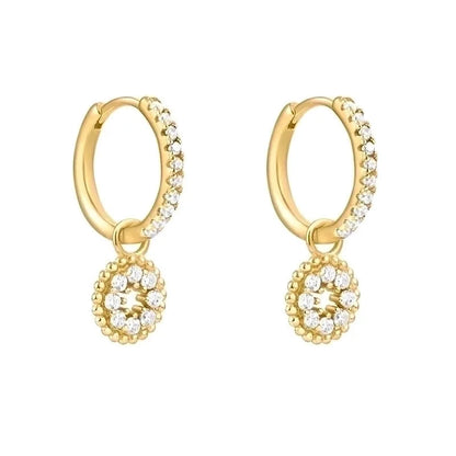 1 Pair Fashion Cross Heart Shape Plating Copper Zircon Dangling Earrings