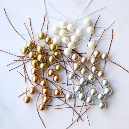 100 Pieces 10mm Metallic Color Berries Christmas Gift Accessories Berries Diy Craft Plant Berries Ornaments