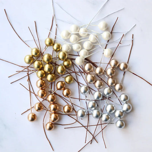 100 Pieces 10mm Metallic Color Berries Christmas Gift Accessories Berries Diy Craft Plant Berries Ornaments