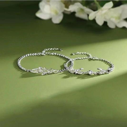 Mistletoe Couple Bracelet Men's And Women's New Entry Luxury Simple Zircon Tree Rattan Bracelet Commemorative Birthday Gift