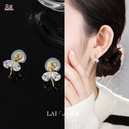 Mosquito Incense Plate Ear Clip Women's Ear Holes Exquisite Pearl Earrings Advanced Hong Kong Style Retro Niche Light Luxury Earrings
