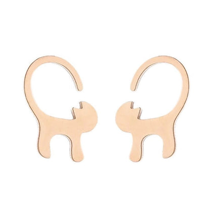 1 Pair Fashion Cat 304 Stainless Steel 18K Gold Plated Ear Studs