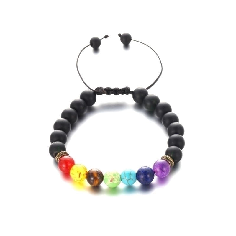 Minimalist Round Alloy Natural Stone Polyester Woven Chain Bracelets In Bulk