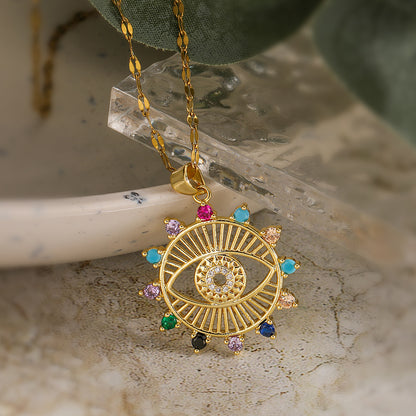 Minimalist Evil Eye Geometric Copper Pendants