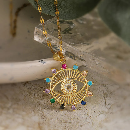 Minimalist Evil Eye Geometric Copper Pendants