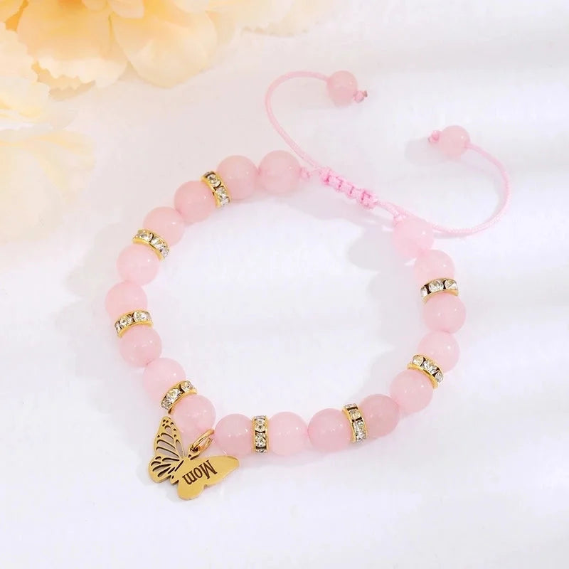 Basic Modern Style Classic Style Letter Butterfly 18K Gold Plated Alloy Stone Drawstring Bracelets
