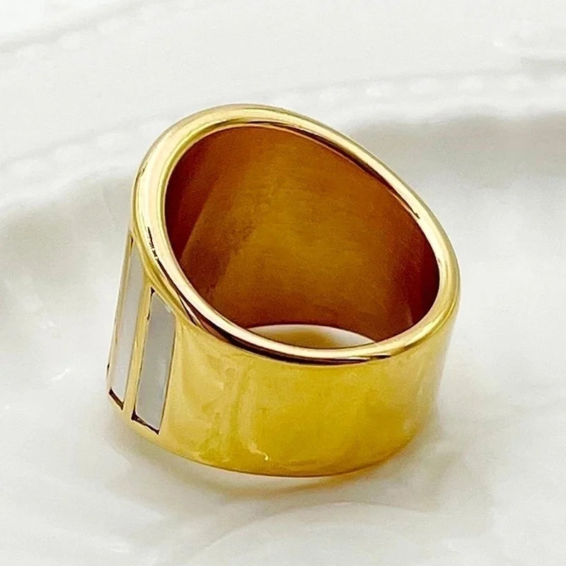 304 Stainless Steel Gold Plated Elegant Retro Minimalist Plating Geometric Shell Rings