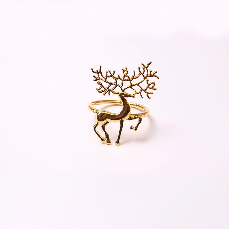 Cute Christmas Tree Santa Claus Alloy Napkin Rings 1 Set Of 6