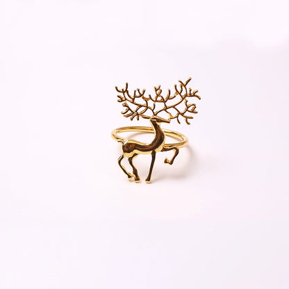 Cute Christmas Tree Santa Claus Alloy Napkin Rings 1 Set Of 6