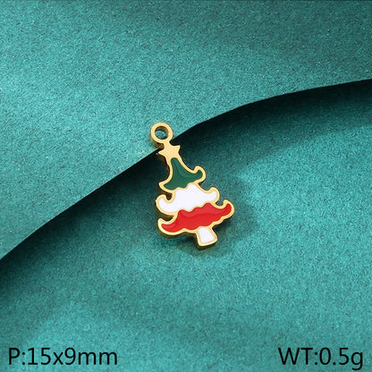Stainless Steel Oil Drop Christmas Pendant Cartoon Christmas Tree Diy Accessories Christmas Tree Series Pendant Accessories