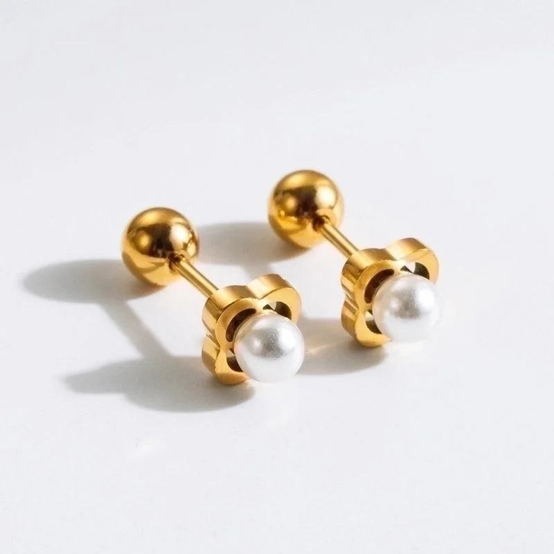 1 Pair Commute Rabbit Heart Shape Crown 304 Stainless Steel 18K Gold Plated Ear Studs
