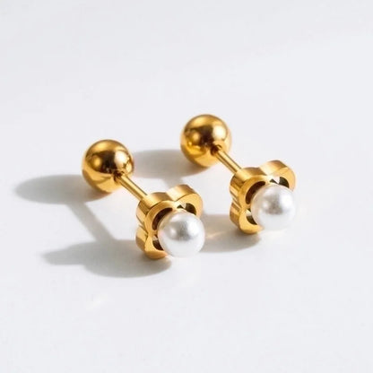 1 Pair Commute Rabbit Heart Shape Crown 304 Stainless Steel 18K Gold Plated Ear Studs