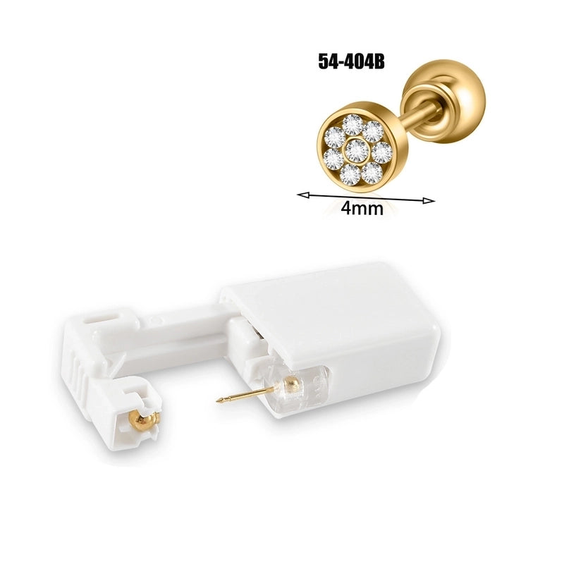 1 Piece Hawaiian Tropical Round Flower Butterfly Inlay 316 Stainless Steel Zircon 24K Gold Plated Cartilage Earrings