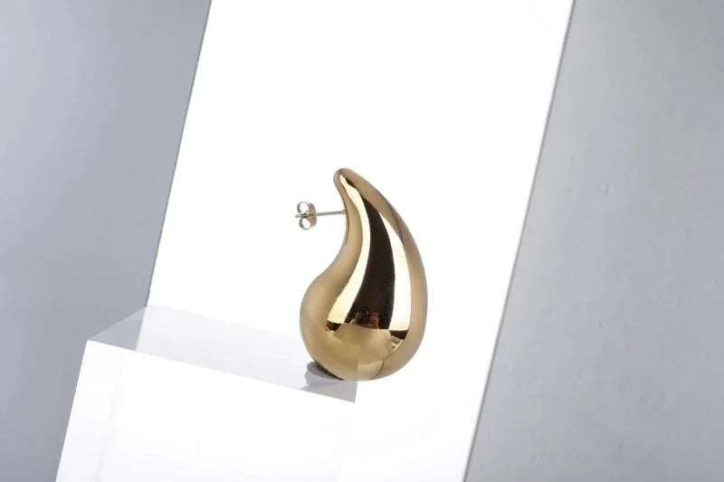 1 Pair Classic Style Water Droplets Plating 304 Stainless Steel Titanium Steel 18K Gold Plated Ear Studs