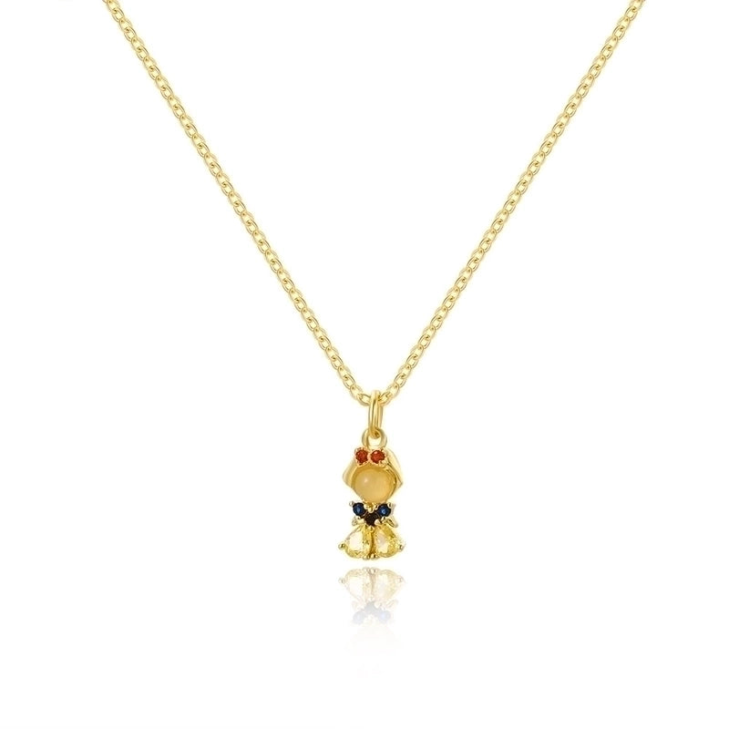 Cartoon Style Cartoon Character Copper Plating Inlay Zircon 18k Gold Plated Pendant Necklace