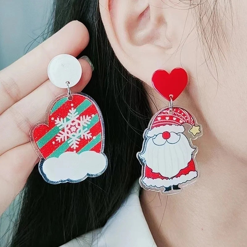 Minimalist Snowflake Arylic Printing Earrings
