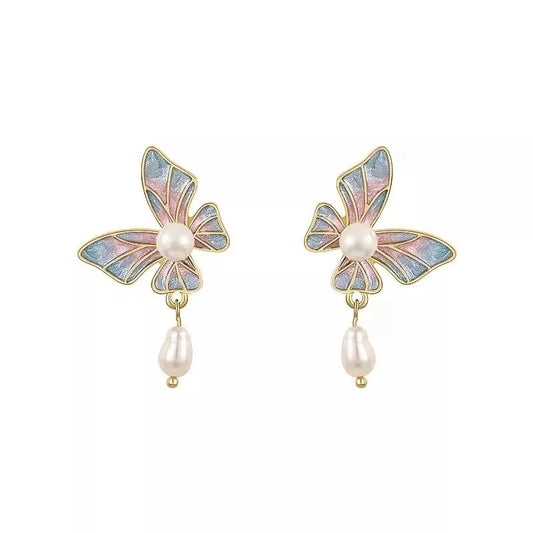 925 Silver Needle High-grade Pearl Earrings Female Korean Fashion Zircon Earrings Light Luxury Niche Tassel Earrings