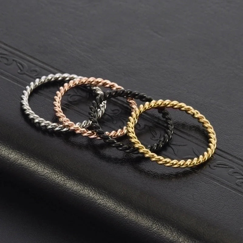 Fashion Solid Color Stainless Steel Handmade 18K Gold Plated Plating Rings