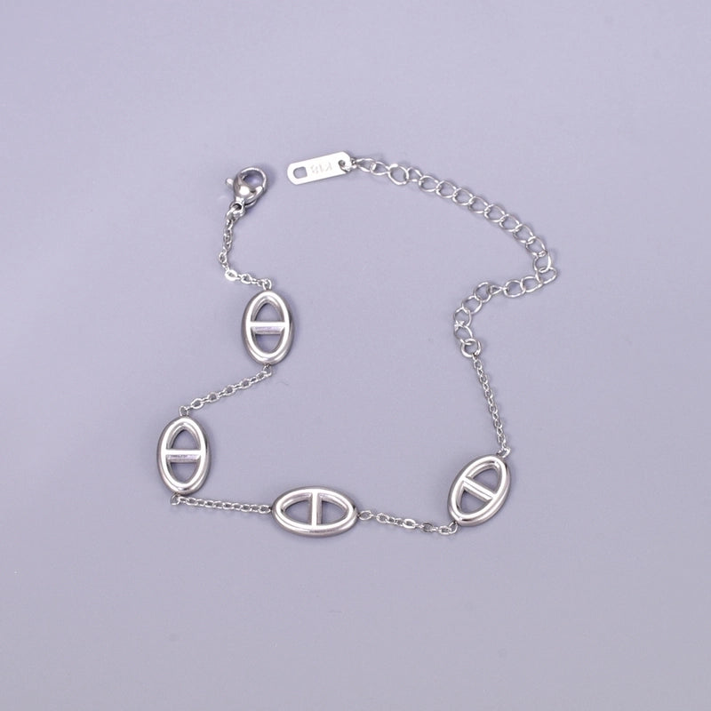 Basic Geometric Titanium Steel 18K Gold Plated Cable Chain Bracelets In Bulk