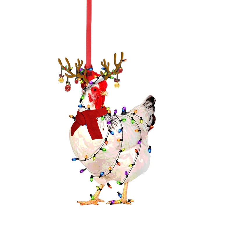 Christmas Cute Chicken Wood Party Hanging Ornaments