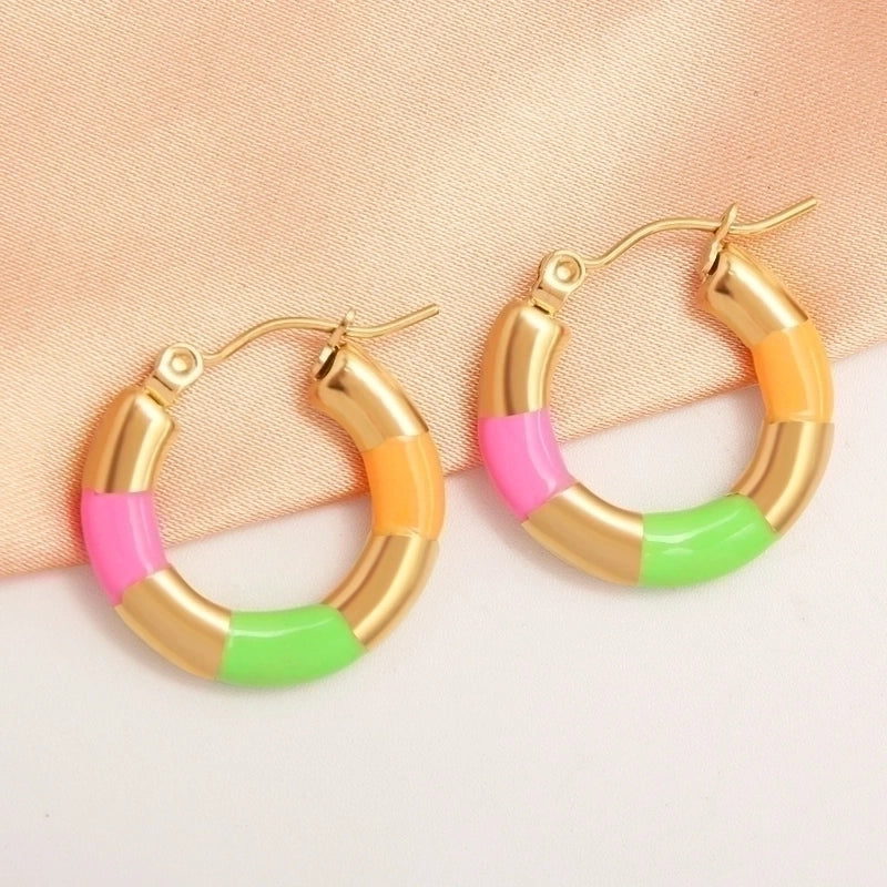 1 Pair IG Style Minimalist Round Plating 304 Stainless Steel Gold Plated Earrings