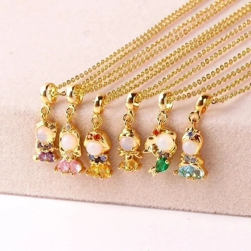 Princess Cute Human Copper Gem Crystal Zircon Pendant Necklace Necklace Pendant In Bulk