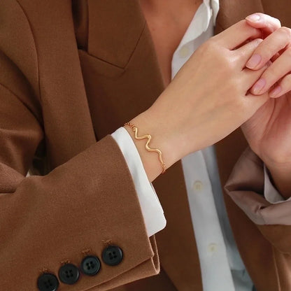 Minimalist Round 304 Stainless Steel 18K Gold Plated Rhinestones Bracelets In Bulk