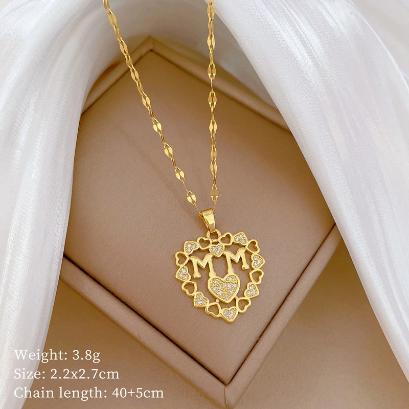 Fashion Geometric Titanium Steel Copper Plating Artificial Diamond Necklace